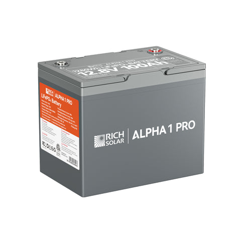 ALPHA 1 PRO | 12V 100Ah LiFePO4 Battery | Premium 12V Lithium Battery for Off-Grid, RVs, Boats | 7,000 Lifetime Cycles | 10-Year Warranty | UL1973 Certified - RICH SOLAR