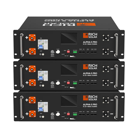 ALPHA 5 PRO | 51.2V 100Ah LiFePO4 Battery | Premium 48V Server Rack Lithium Battery for Residential, Commercial, RVs, Off-Grid | 7,000 Lifetime Cycles | 10 Year Warranty | UL1973, UL9540A Certified - RICH SOLAR