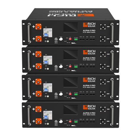 ALPHA 5 PRO | 51.2V 100Ah LiFePO4 Battery | Premium 48V Server Rack Lithium Battery for Residential, Commercial, RVs, Off-Grid | 7,000 Lifetime Cycles | 10 Year Warranty | UL1973, UL9540A Certified - RICH SOLAR