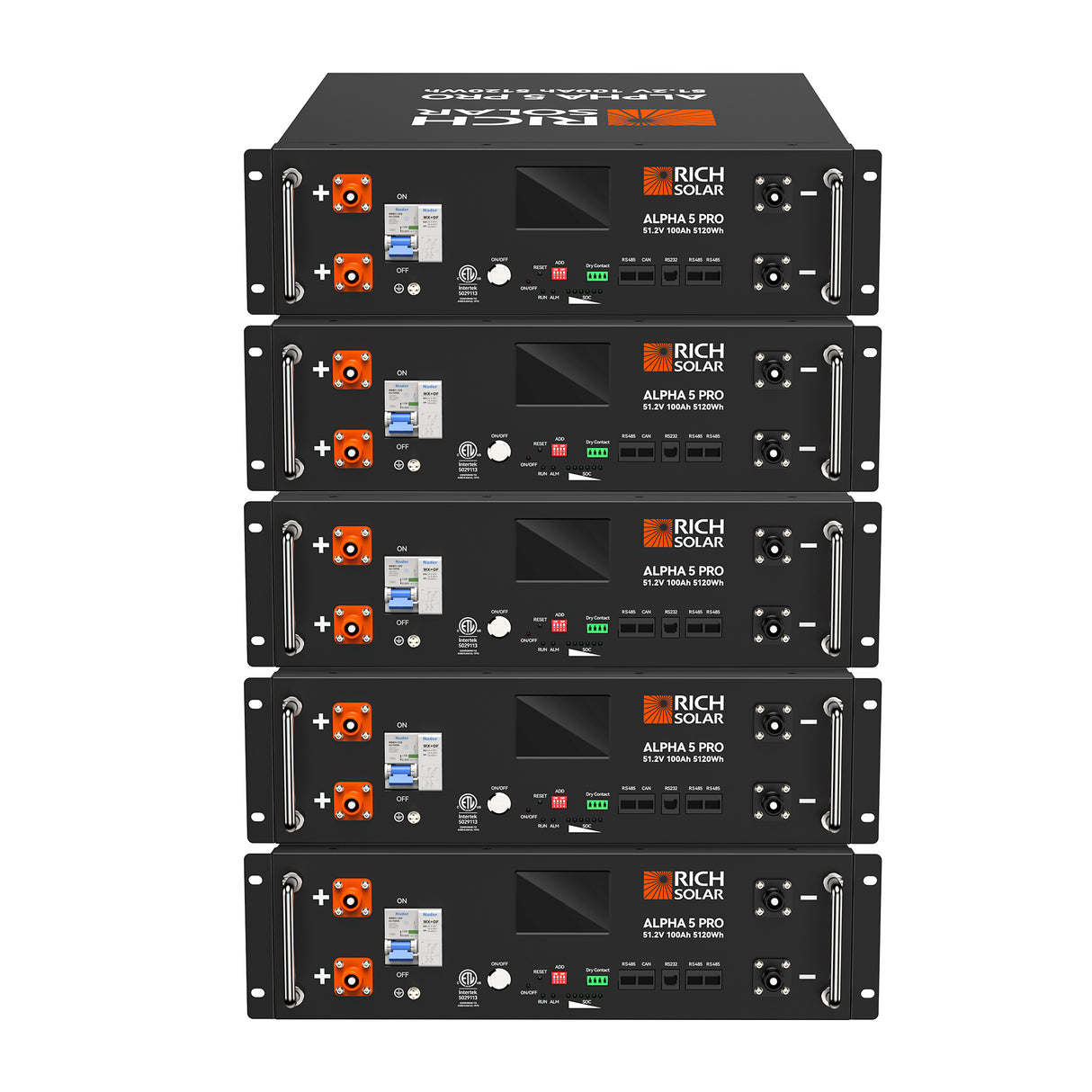ALPHA 5 PRO | 51.2V 100Ah LiFePO4 Battery | Premium 48V Server Rack Lithium Battery for Residential, Commercial, RVs, Off-Grid | 7,000 Lifetime Cycles | 10 Year Warranty | UL1973, UL9540A Certified - RICH SOLAR