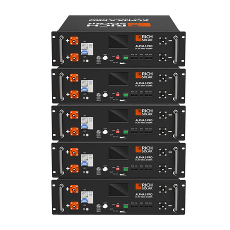 ALPHA 5 PRO | 51.2V 100Ah LiFePO4 Battery | Premium 48V Server Rack Lithium Battery for Residential, Commercial, RVs, Off-Grid | 7,000 Lifetime Cycles | 10 Year Warranty | UL1973, UL9540A Certified - RICH SOLAR