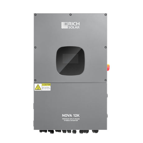 NOVA 12K | 12000 Watt 48V Split Phase Hybrid Inverter | 12000W PV Input, 10000W Continuous Output 120/240V | Premium 12000W 48V Hybrid Inverter for Cabins, ADUs, Tiny Homes, Residential, Agriculture, Off-Grid, On-Grid | UL Certified - RICH SOLAR